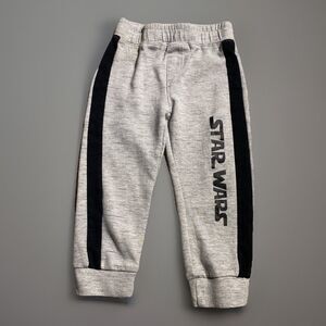 Star Wars Toddler Jogger Sweatpants Gray Black Stripe Logo Boys 3T Elastic Waist